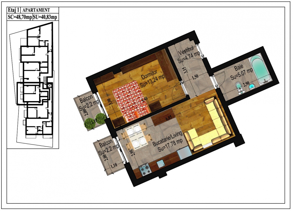 Vanzare apartament 2 camere Traian