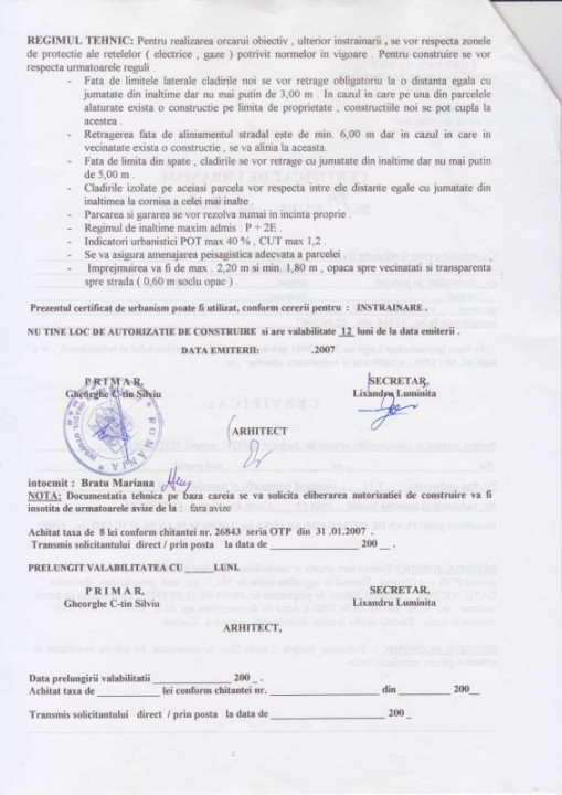 Teren intravilan Otopeni-Odai, 664 mp, COMISION 0%, P+2E, gaze, curent, asfalt