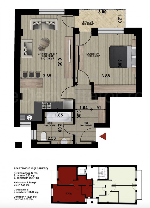 M. Voievod, Piata Muncii, apartament cu 2 camere de vânzare COMISION 0