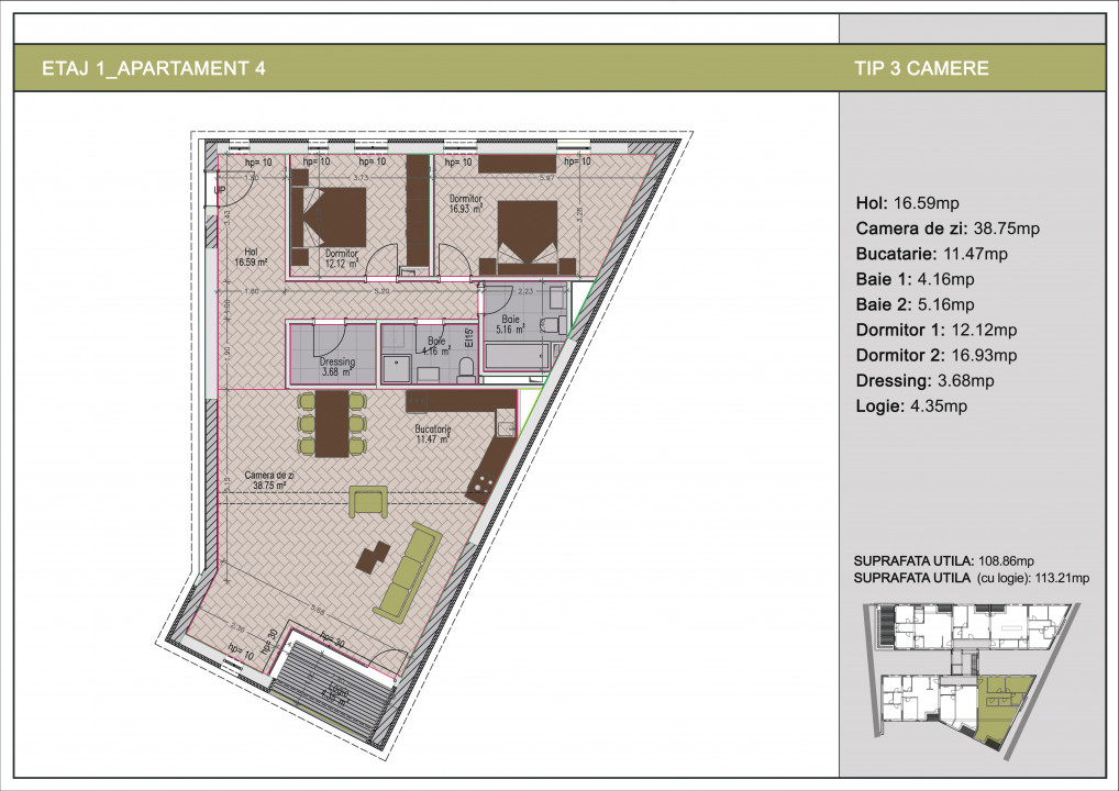 Duplex 3 camere cu terasa de 85mp in bloc nou, zona Nerva Traian, Timpuri Noi !