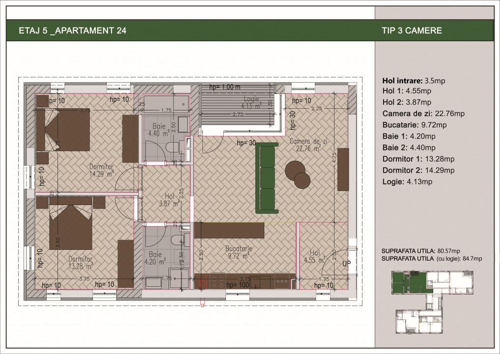 Duplex 3 camere cu terasa de 85mp in bloc nou, zona Nerva Traian, Timpuri Noi !