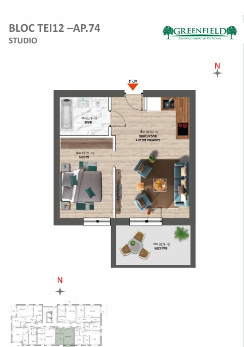 2 CAMERE TIP STUDIO - GREENFIELD - PADUREA BEANEASA 