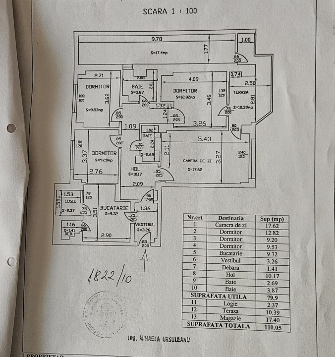 4 Camere Decomandat DE RENOVAT 110 MP Total