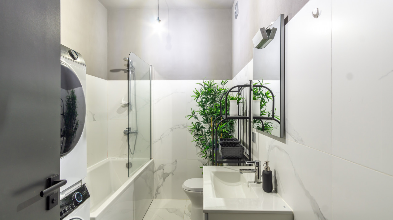 2 camere complet mobilat si utilat, parcare subterana, incalzire in pardoseala