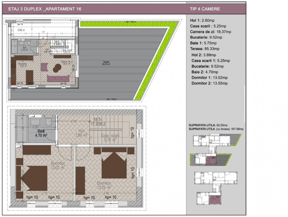 Apartament 3 camere + terasă 62mp, Nerva Traian, metrou Timpuri Noi