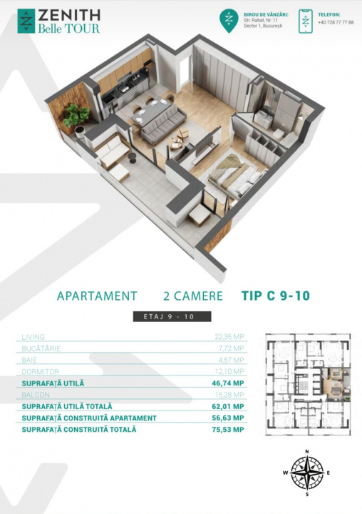 Elegnață și Lumină: Apartament cu 2 Camere în Zona Marriot