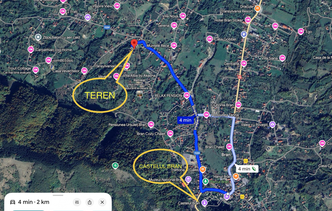 Teren investitie Bran - Predelut, la 2 km de Castelul Bran