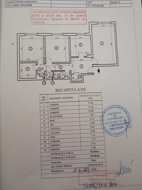 Apartament 3 camere Pantelimon Bd.Chisinau Herţa