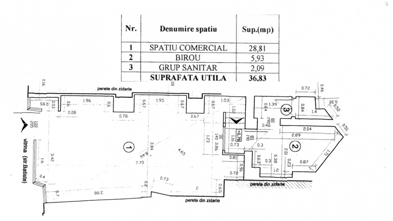 Spatiu comercial 37mp Universitate Batistei Stradal